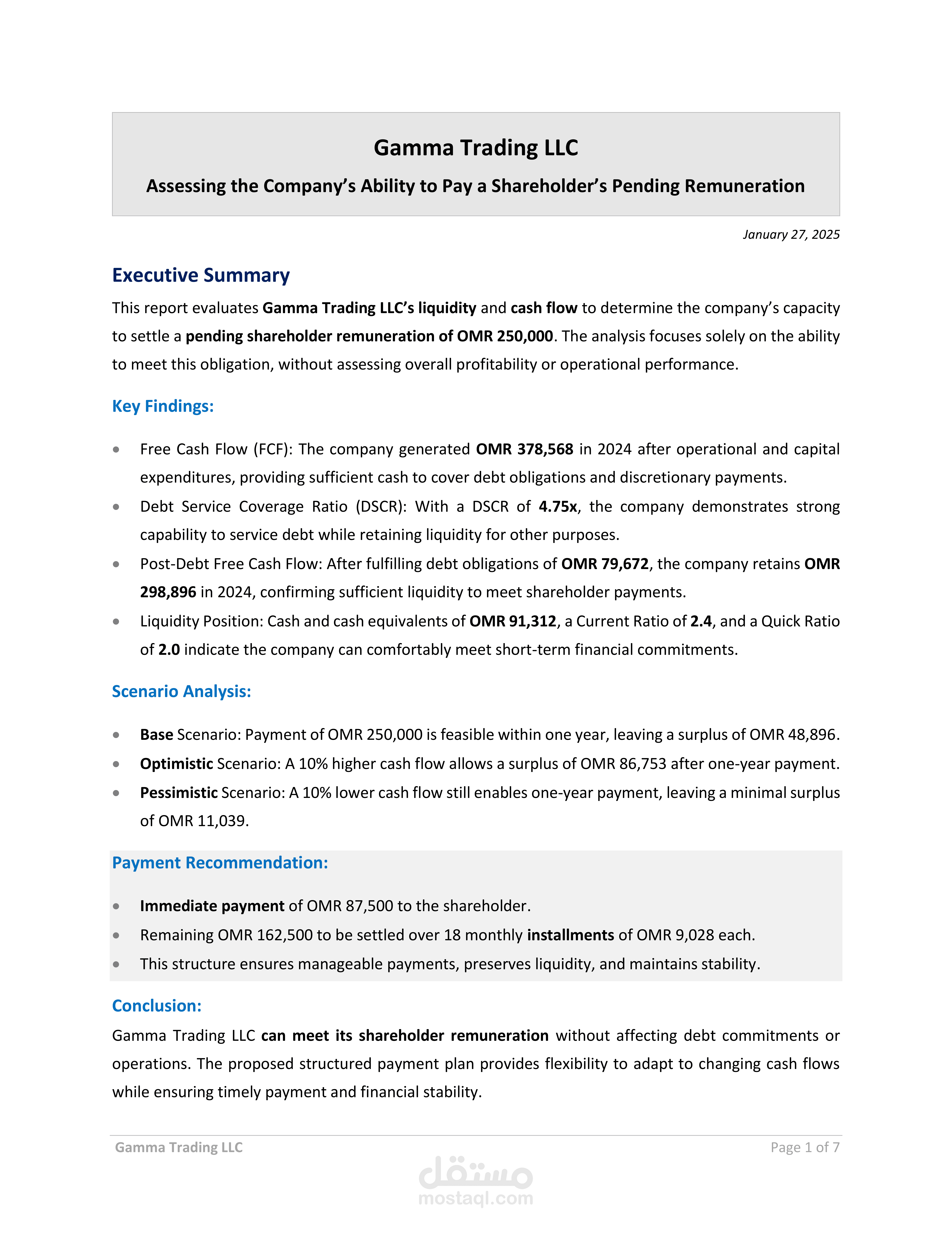 Financial Advisory for Shareholder Payment Strategy