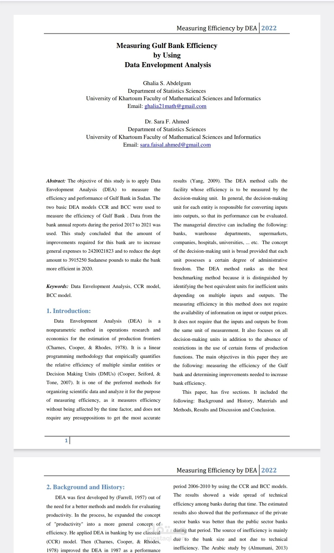 Data Envelopement Analysis