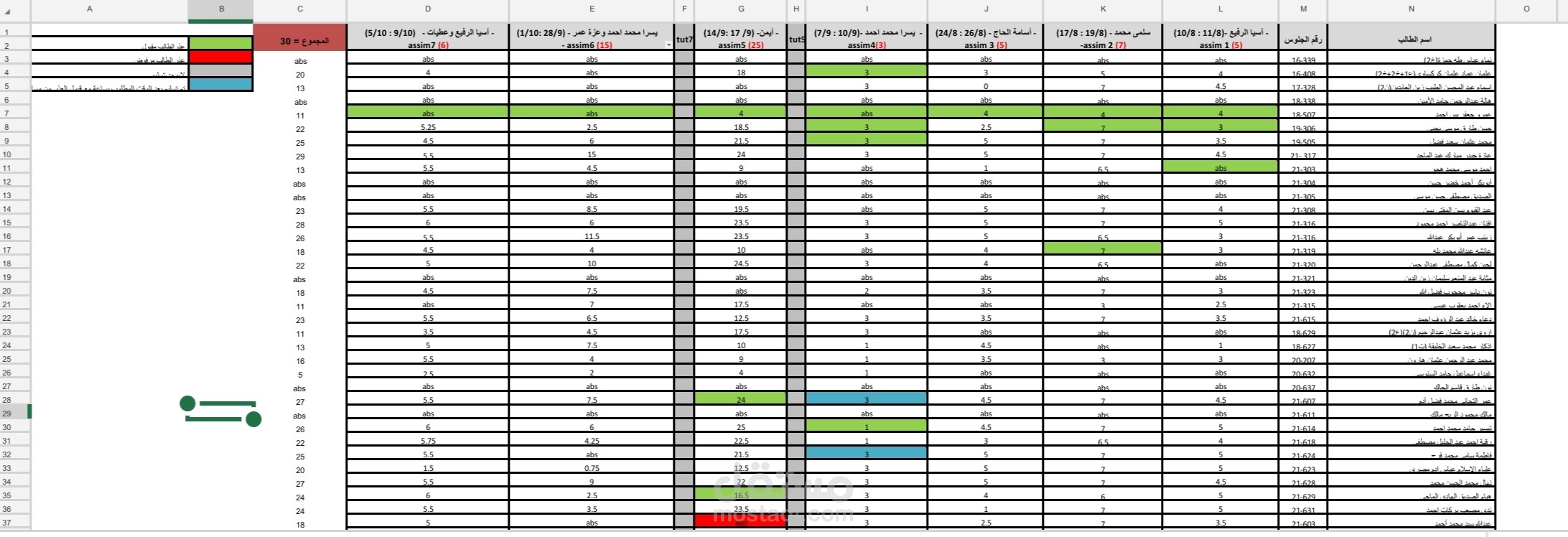 رصد درجات الطلاب