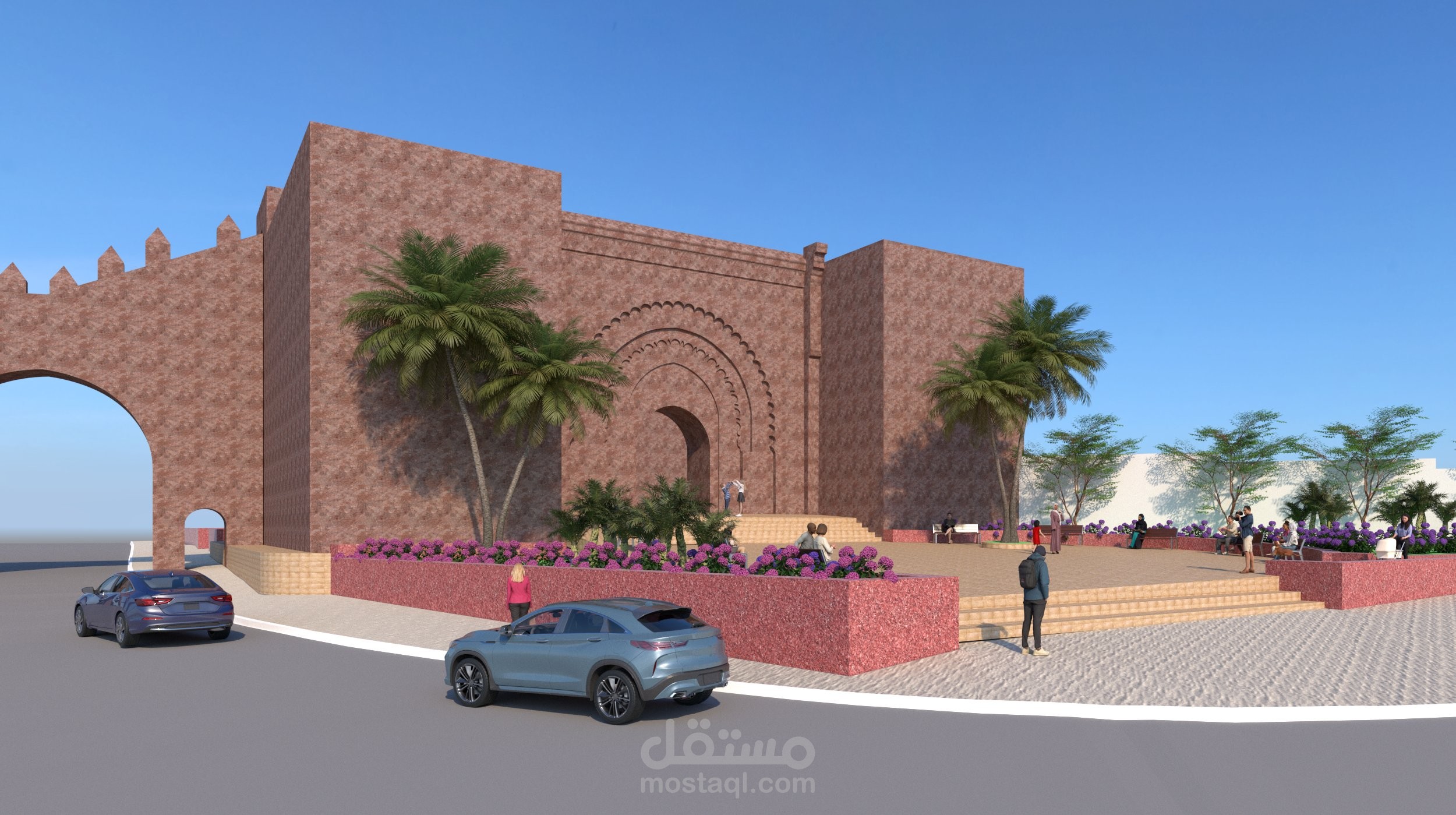 نمذجة 3D لتهيئة مجالية لموقع عام مع فيديو تقديمي لاظهار المجالي و التهيئة العمرانية