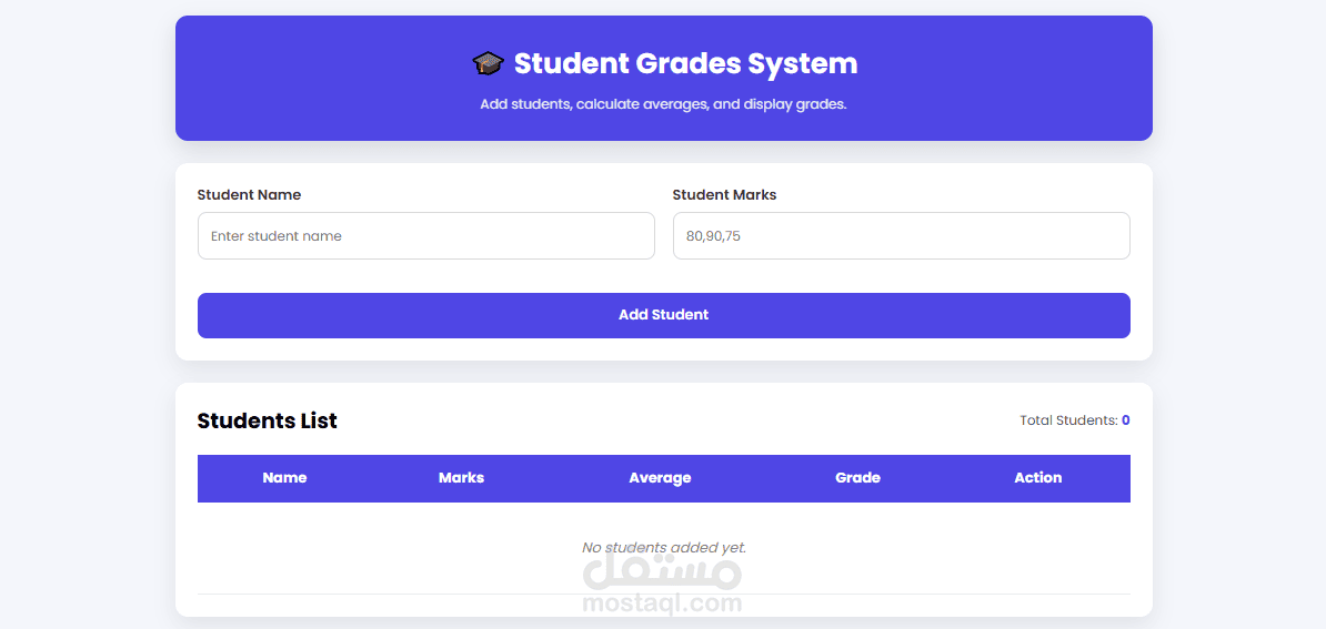 Student Grades Management System