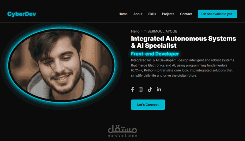 CyberDev - ملف أعمال مطور الأنظمة المدمجة والذكاء الاصطناعي (Electronics & AI Developer Portfolio)