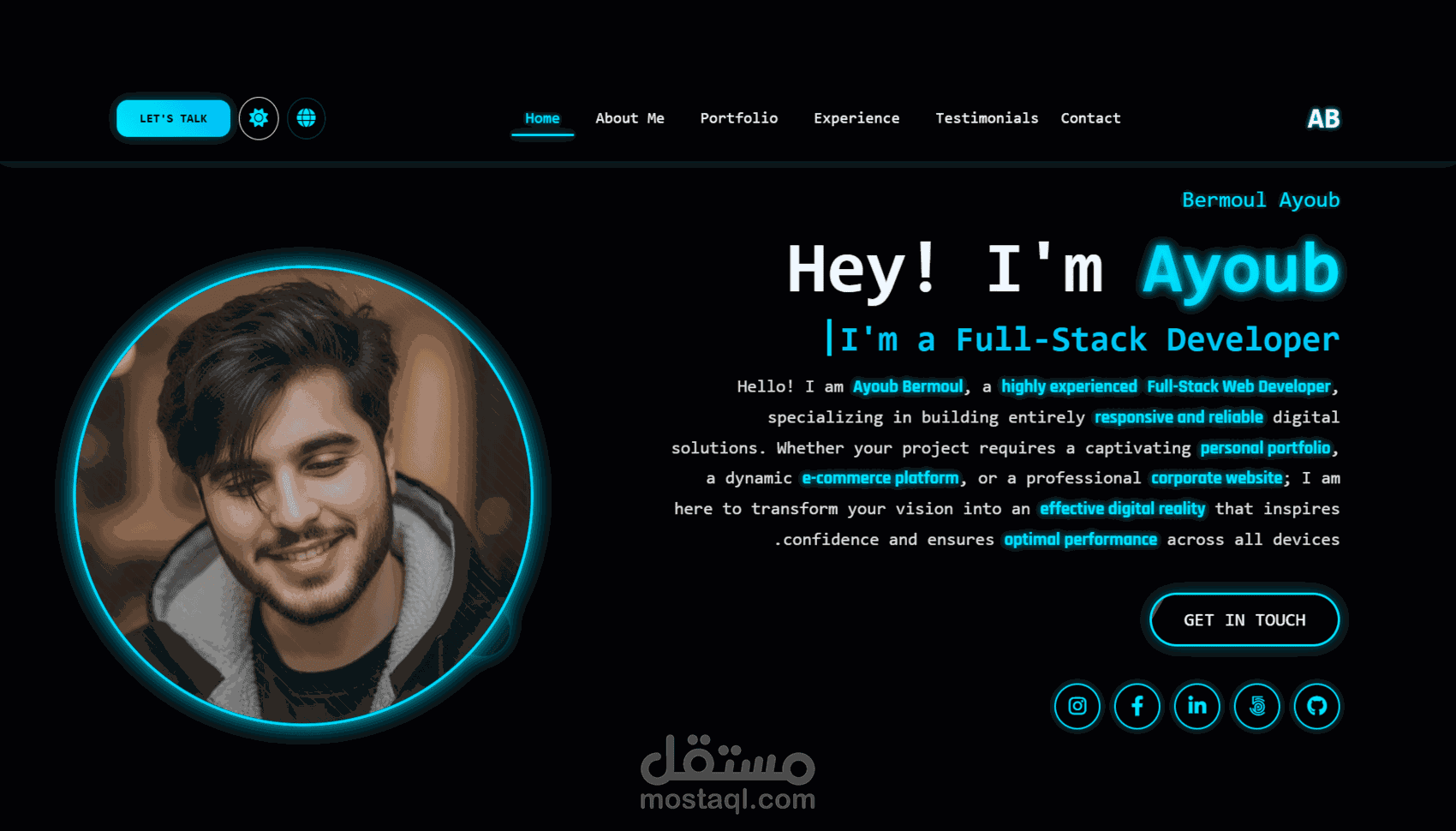 professional responsive Neon Full-Stack Portfolio