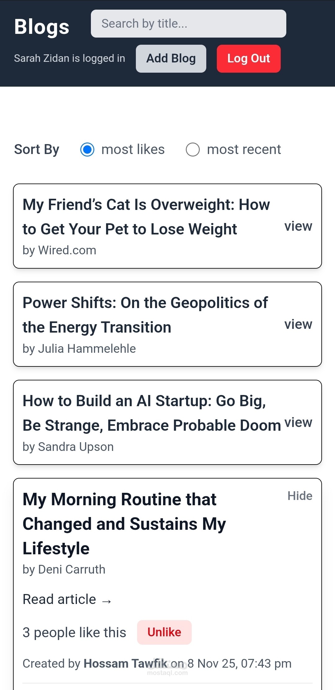 Blogs web application