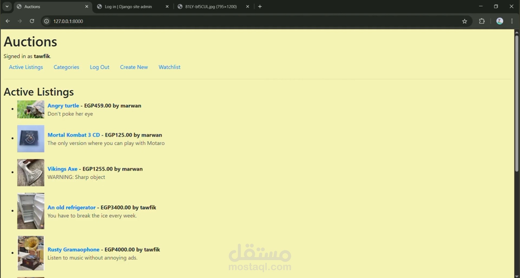 Auctions web application