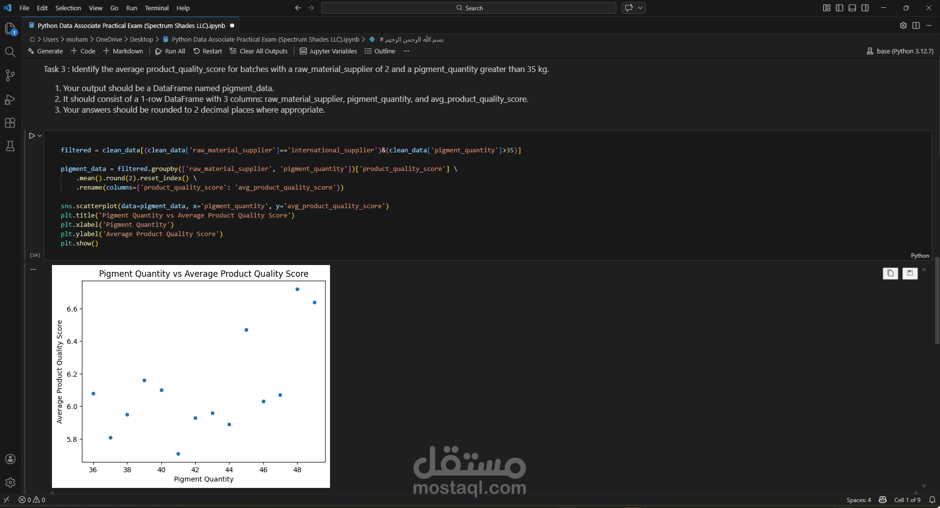 تحليل بيانات الإنتاج ورؤى الجودة باستخدام Python لشركة Spectrum-Shades-LLC (امتحان DataCamp)