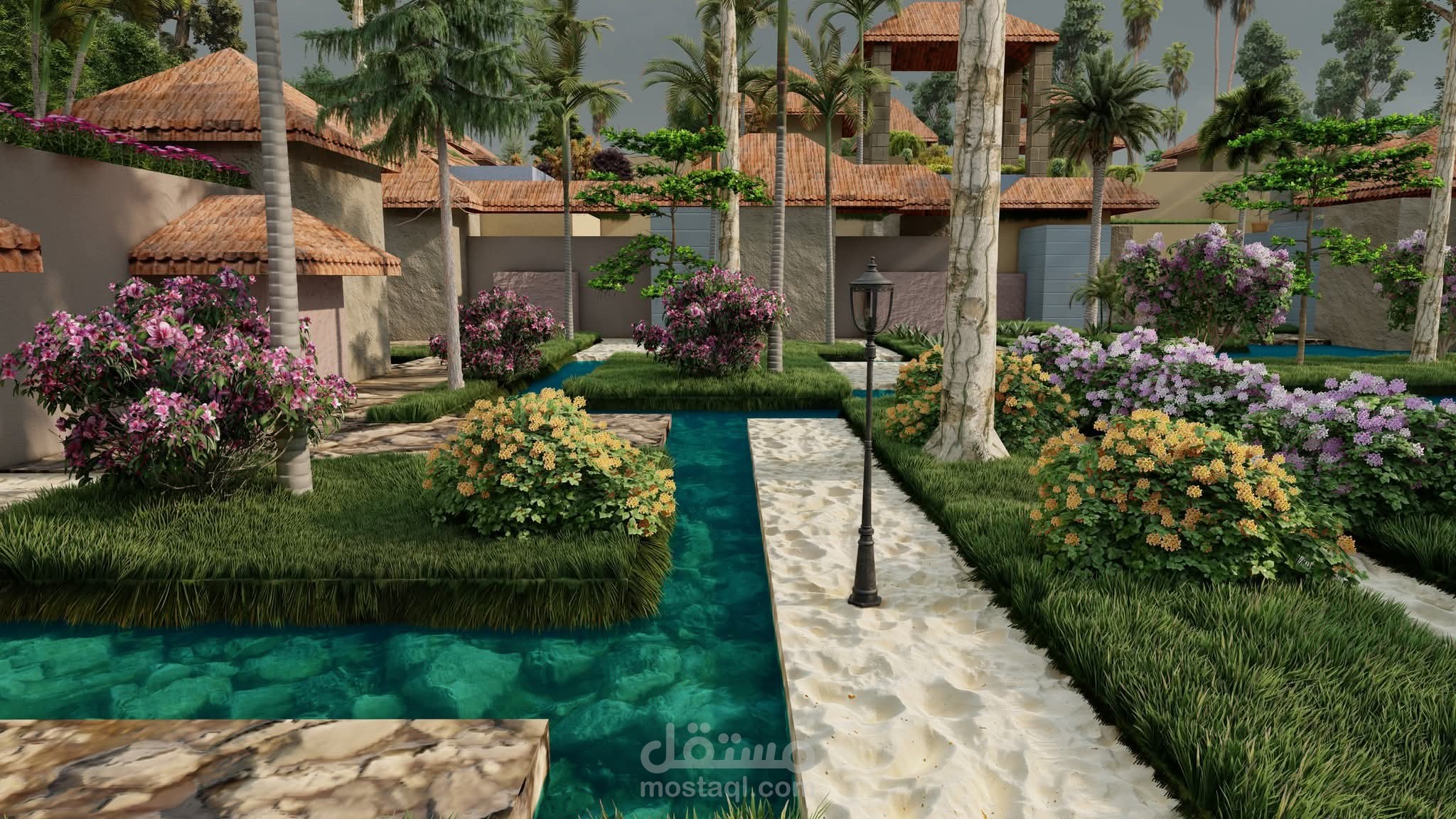 تصميم حديقة مرفقة لكومباوند
