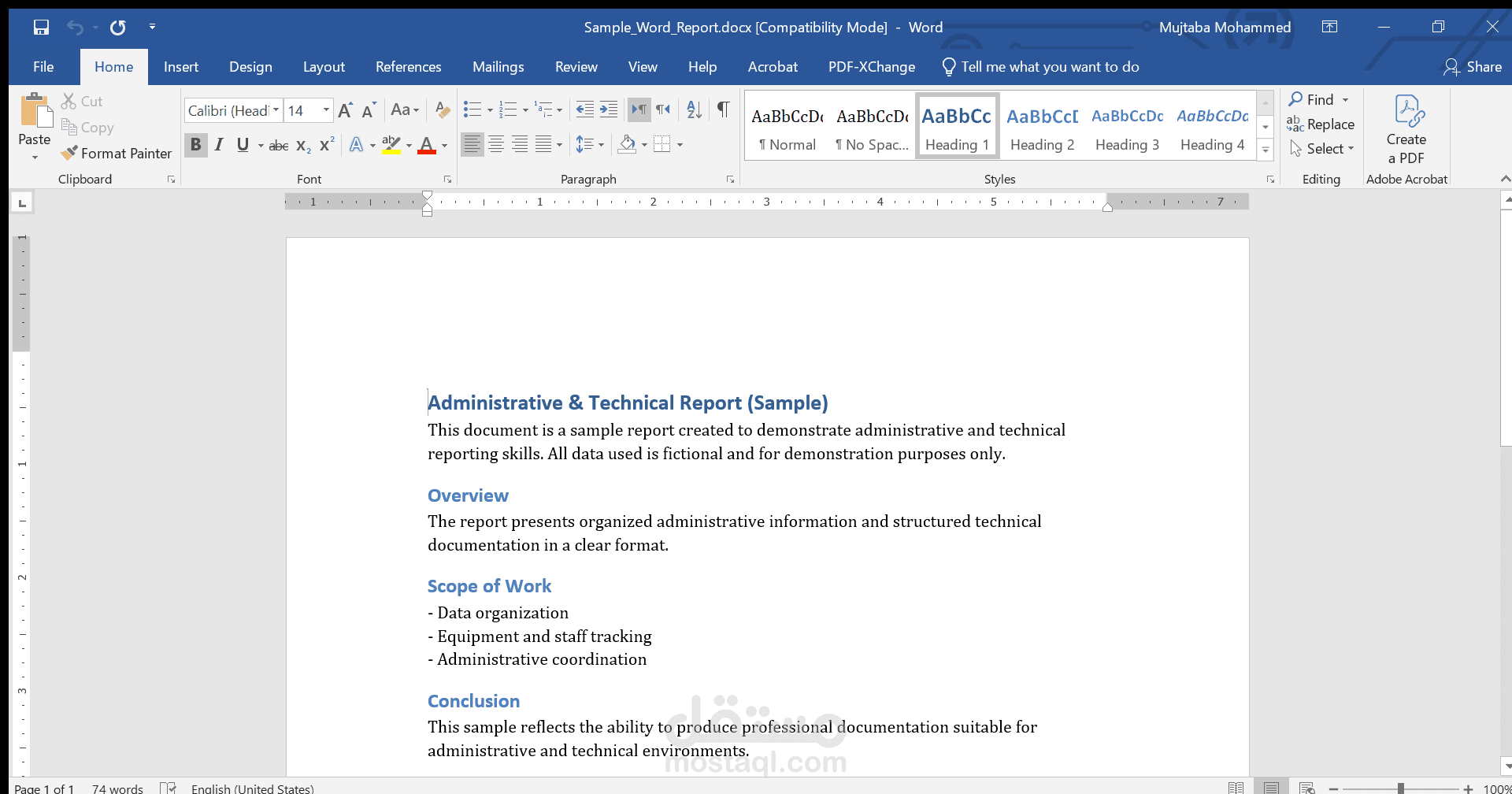 Administrative & Technical Reporting (Word)