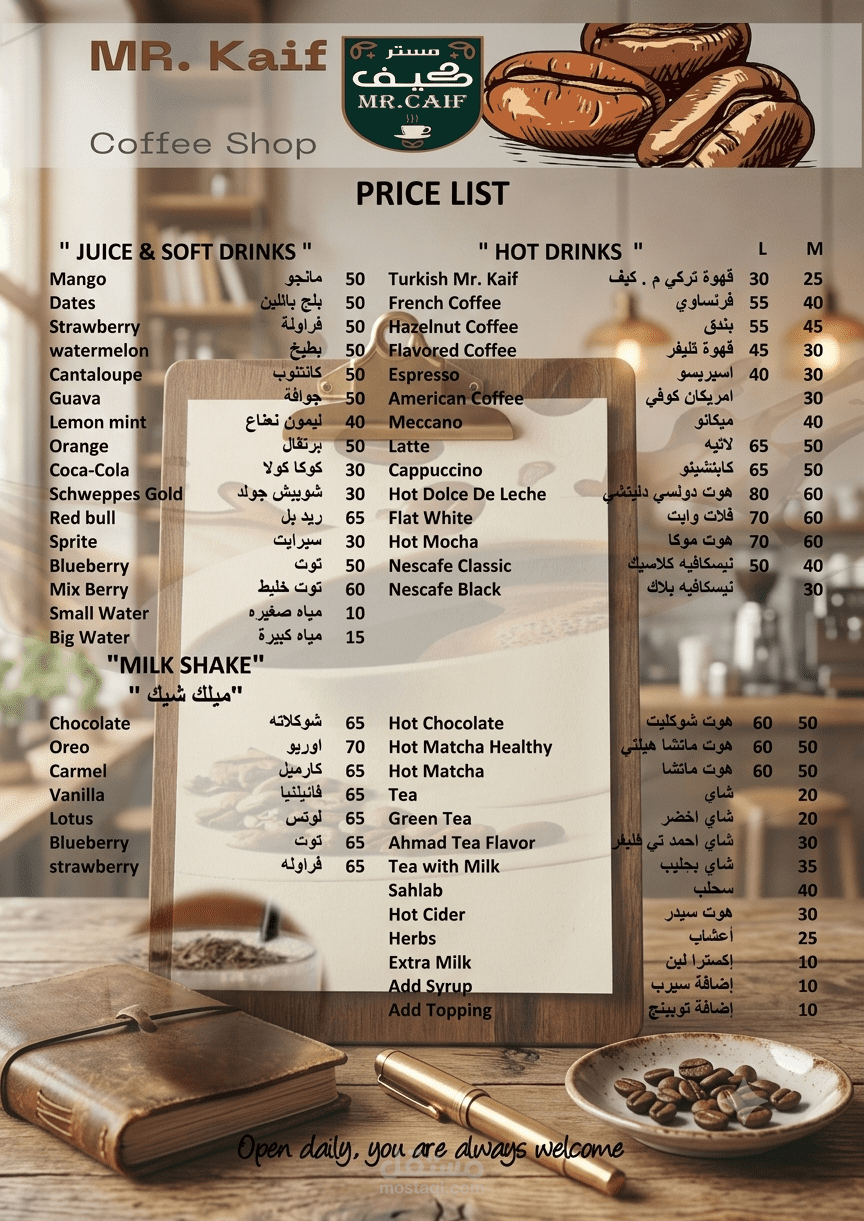 cofee price list