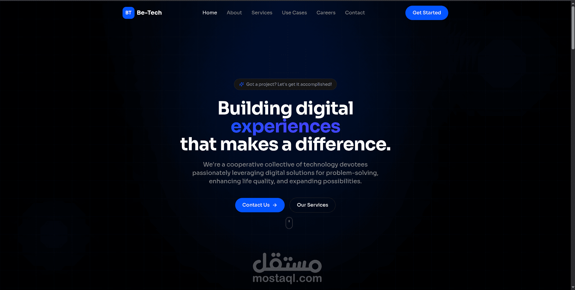 موقع دعاية مصمم ب React+ Typescript