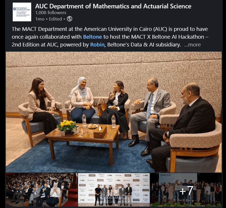 كتابة بوست لينكدان رسمي لصفحة قسم الرياضيات بالجامعة الامريكية بالقاهرة