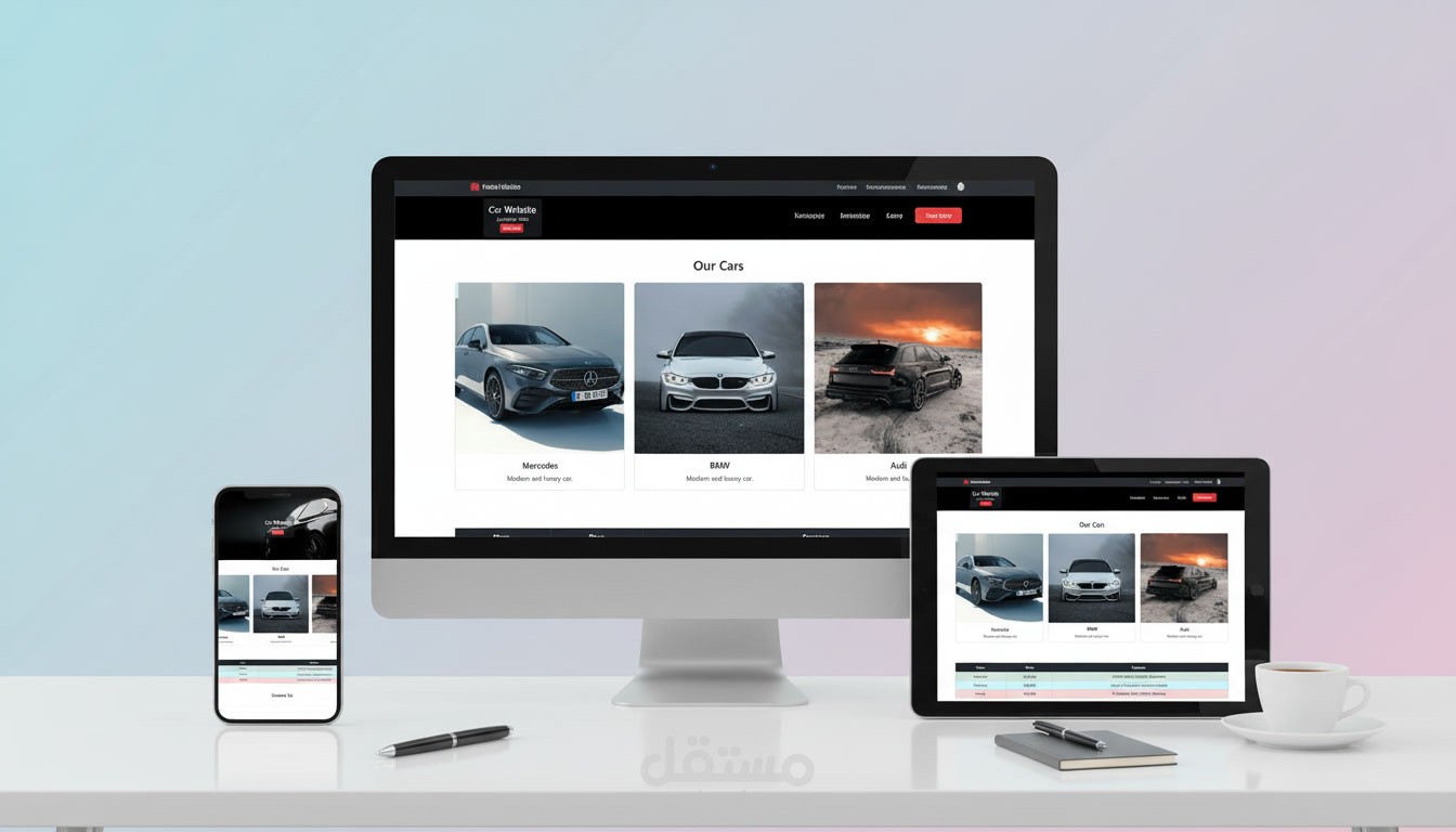 تصميم صفحة هبوط احترافية لمعرض سيارات فاخرة باستخدام Bootstrap