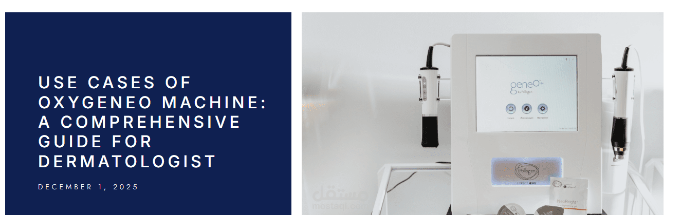 كتابة مقال باللغة الانجليزية لموقع معدات طبية بعنوان: Use Cases of OxyGeneo Machine: A Comprehensive Guide for dermatologist