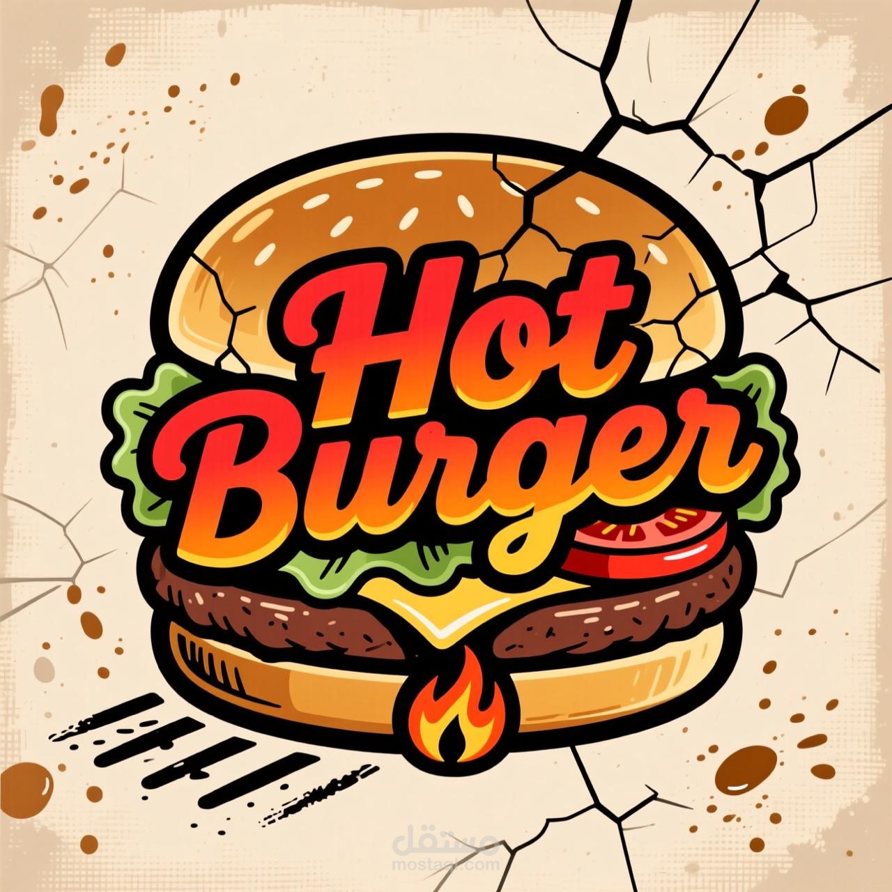 تصميم لوجو مودرن بنمط الـ Illustration لمحلات البرجر والمطاعم