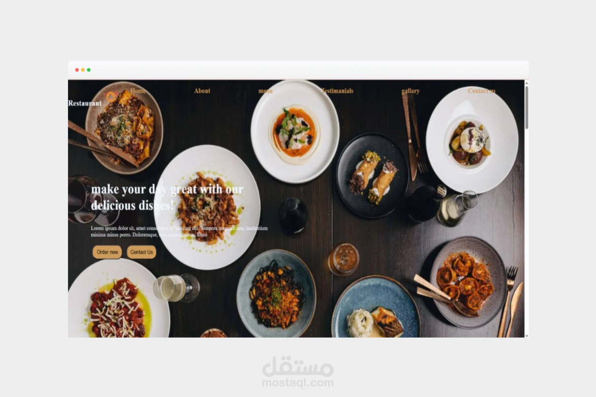 موقع لمطعم باستخدام htmlوcss