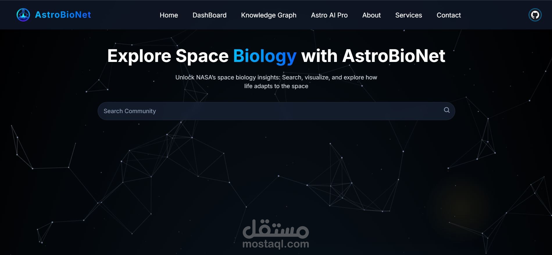 تصميم وتنفيذ واجهة موقع AstroBioNet
