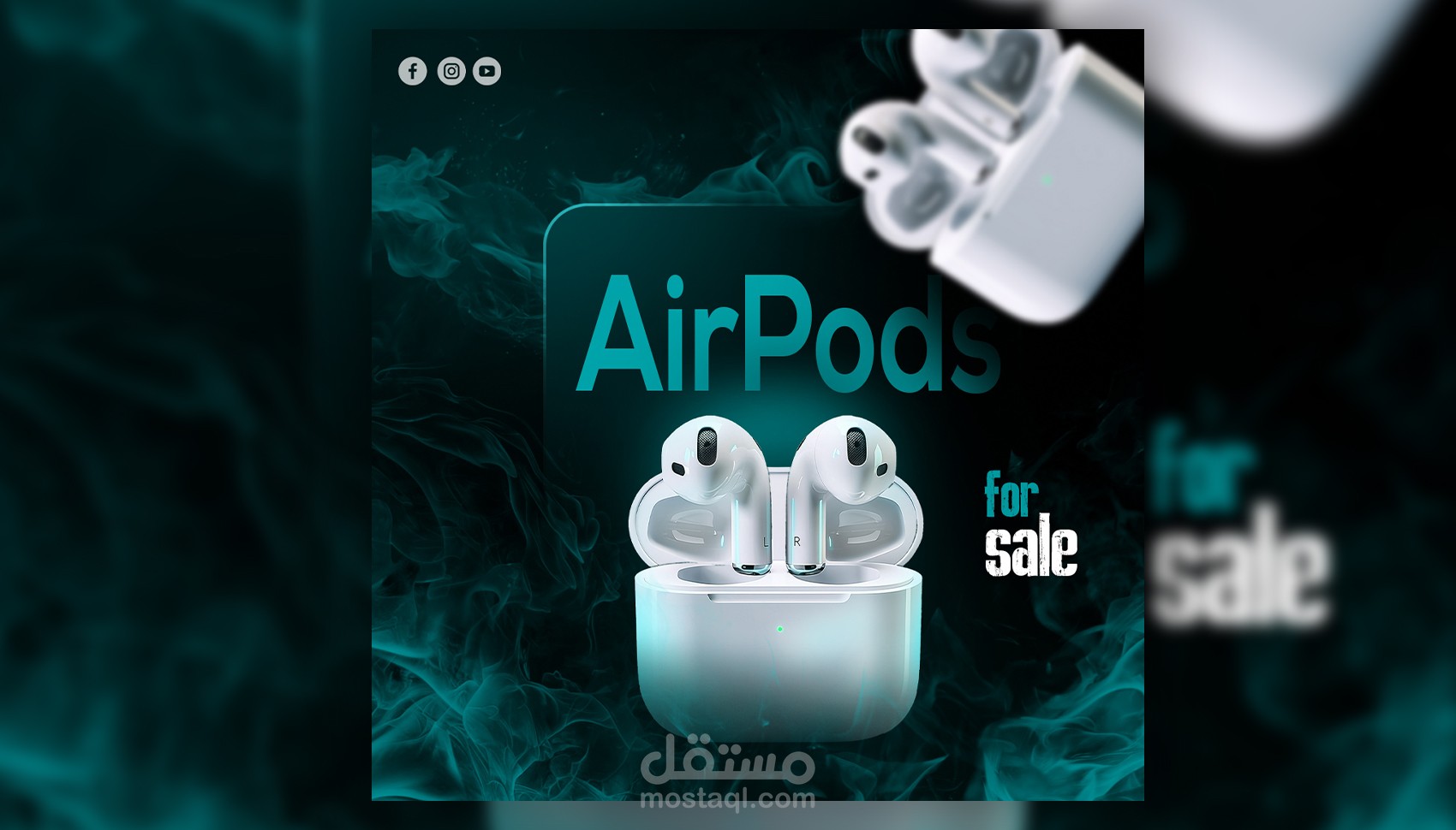 تصميم إعلان سوشيال ميديا لمنتج AirPods