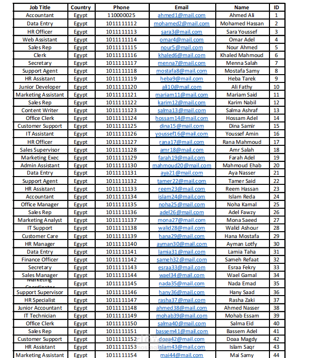 sample data entry project
