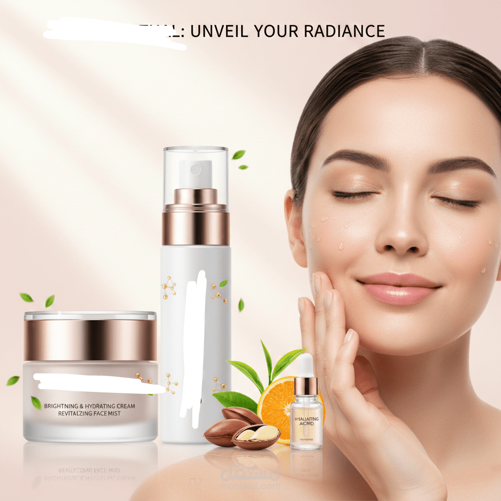 تصميم صورة إشهارية لمنتج العناية بالبشرة