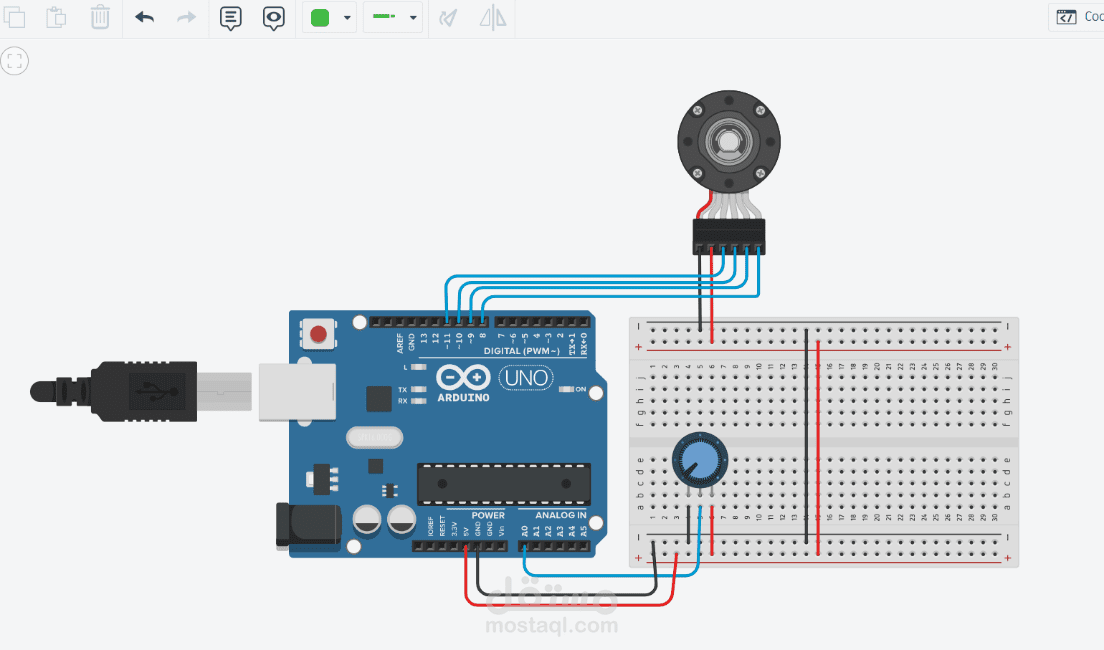 Control a stepper motor using a potentionmeter
