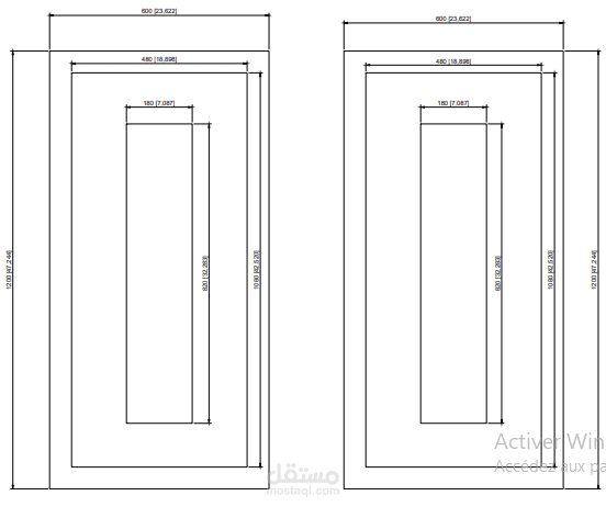 تصميم نافذة مزدوجة قابلة للتنفيذ CNCبواسطة Autocad