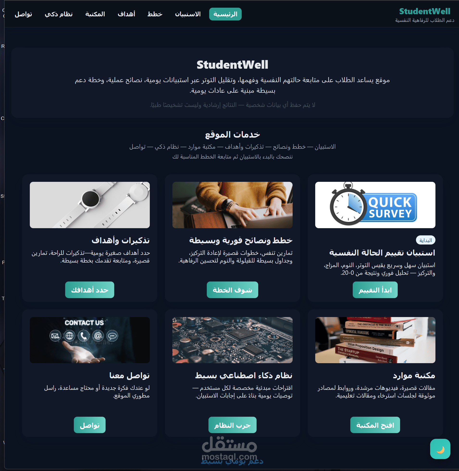 StudentWell – Responsive Front-End Website for Students Mental Wellbeing