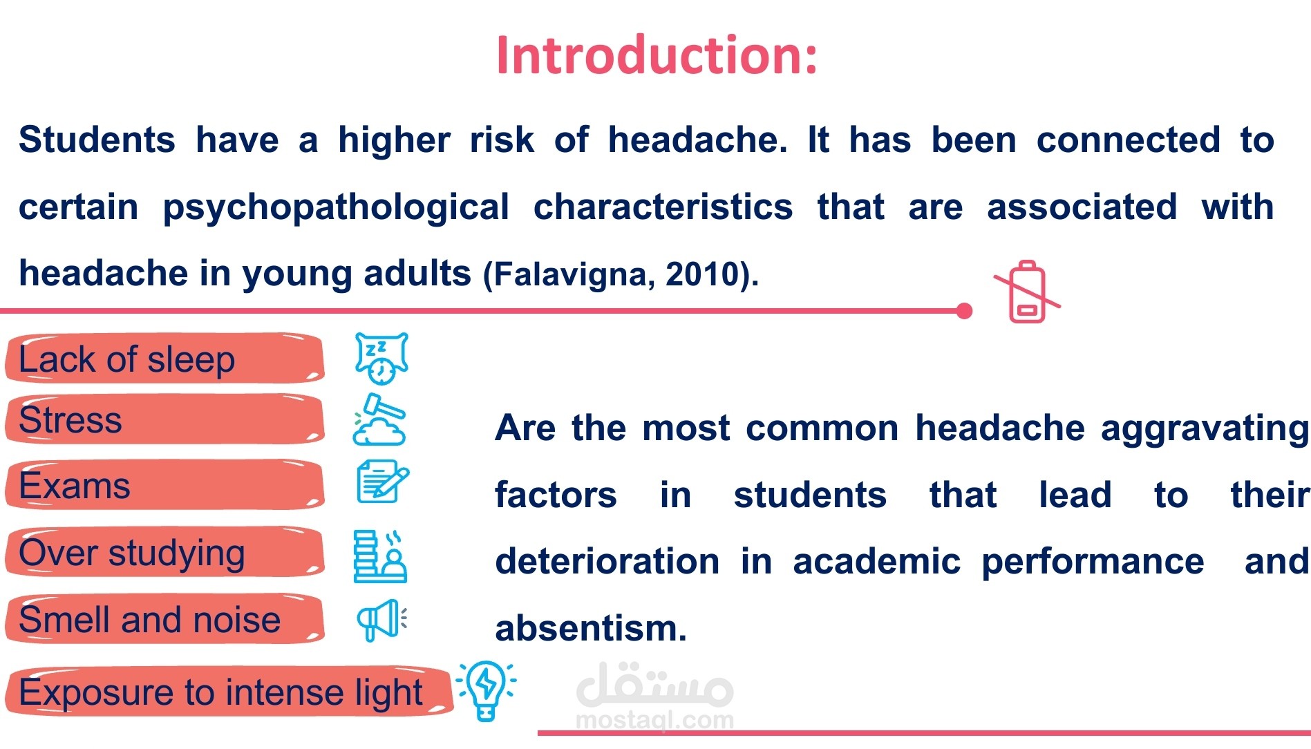 تصميم باوربوينت لعرض دراسه طبيه عن الصداع