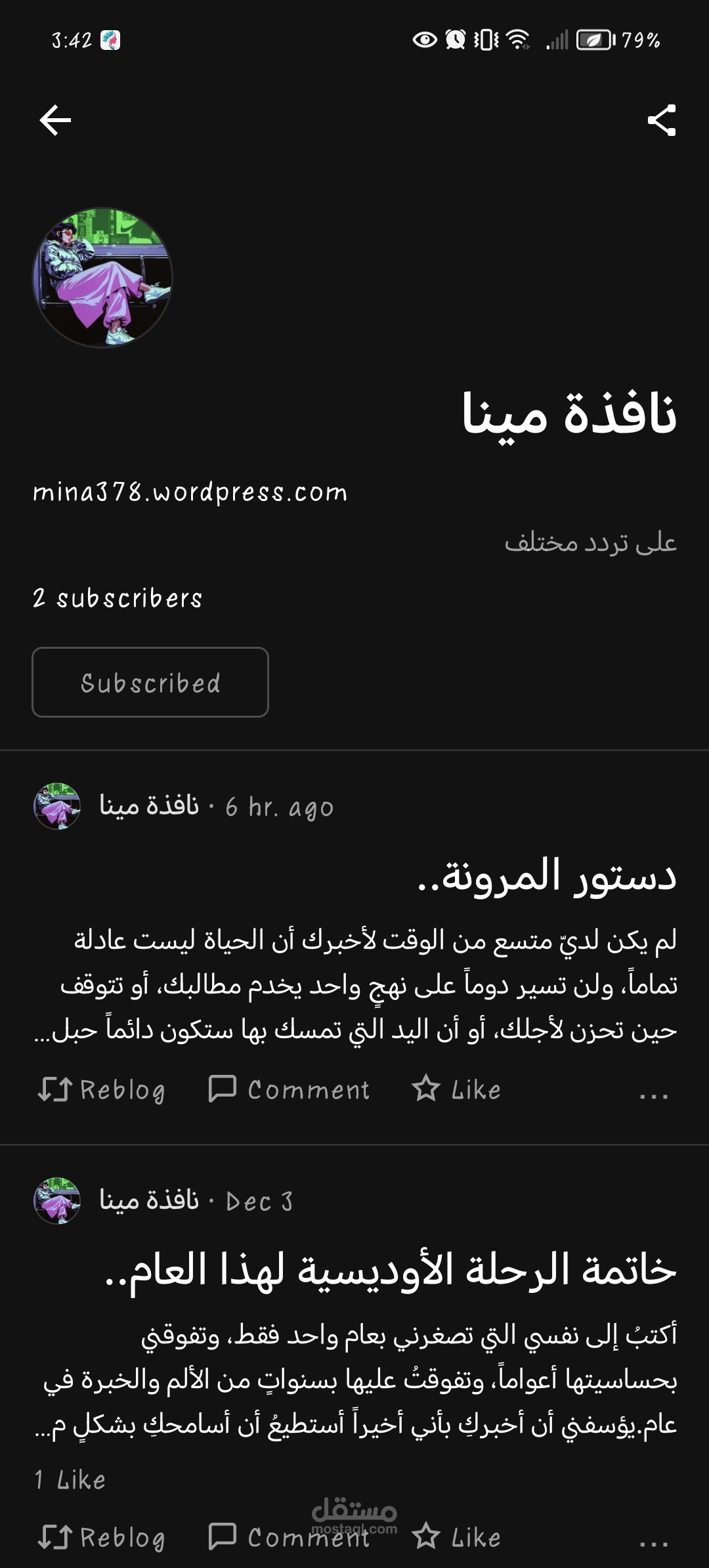 مدونة "نافذة مينا" على ووردبريس