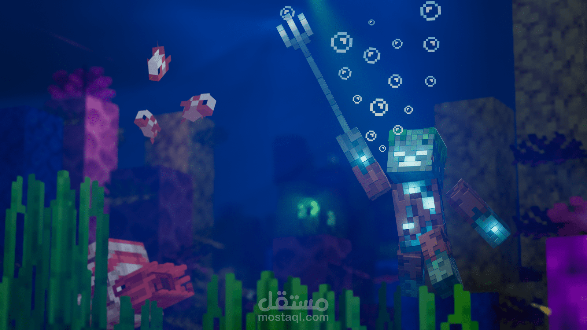 عرض 3D للزومبي الغريق بماين كرافت تحت الماء