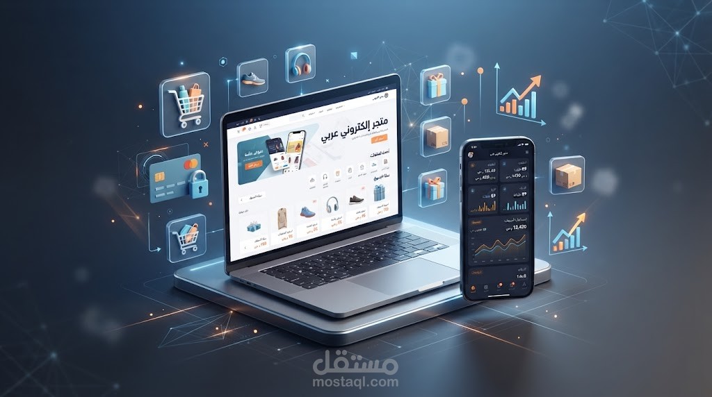 متجر الكتروني + داش بورد