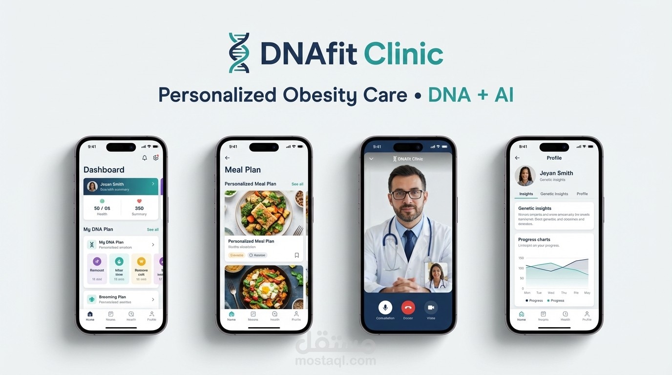 تطوير تطبيق طبي لإدارة السمنة والتغذية العلاجية (DNA + AI)