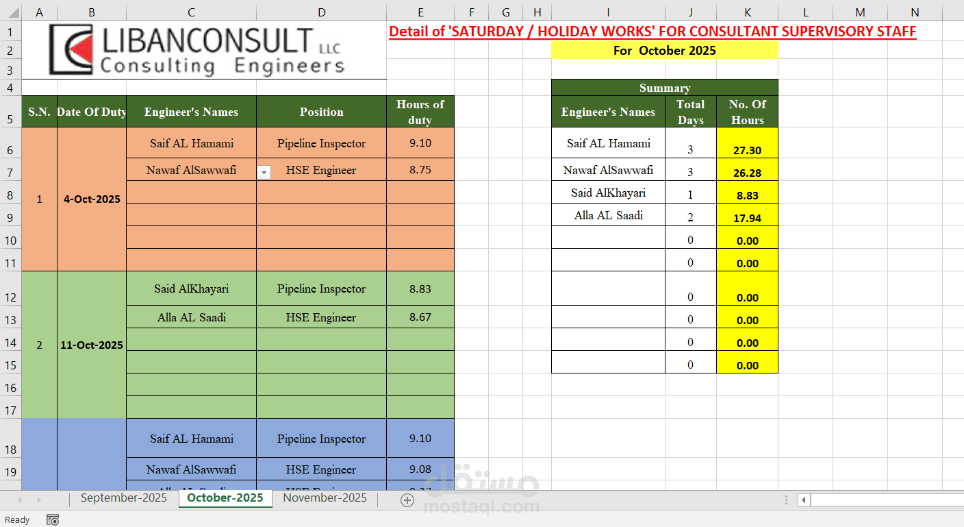 HOLIDAY WORKS - overTime