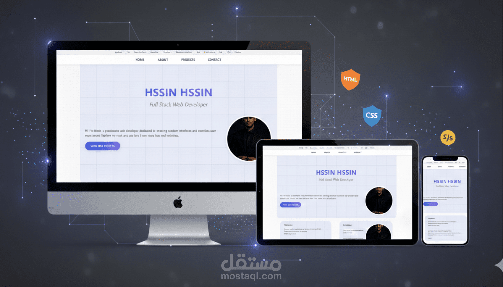 تصميم وتنفيذ صفحة Portfolio احترافية باستخدام HTML و CSS و JavaScript