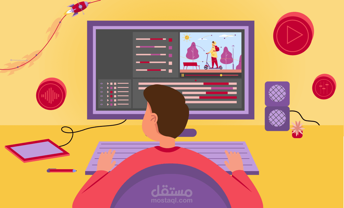 تعليق صوتي دعائي لشركة مقاولات عامة مع تصميم فيديو ومونتاج  وكتابة محتوى