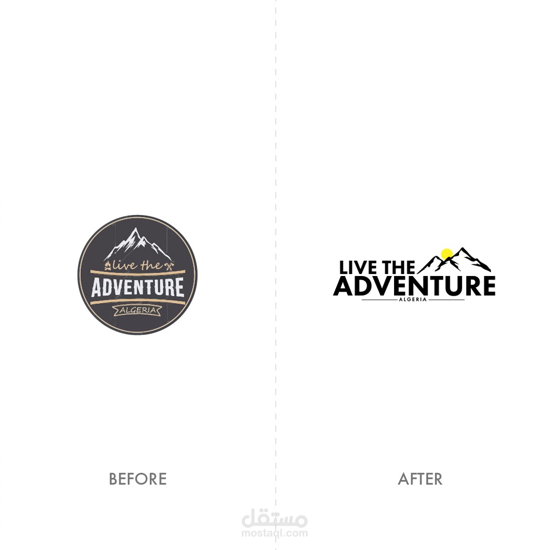 إعادة تصميم شعار Live The Adventure باستخدام النسبة الذهبية