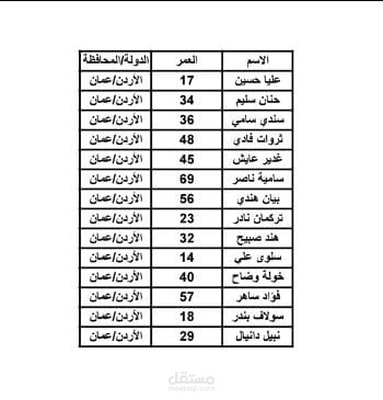 ادخال البيانات Excel