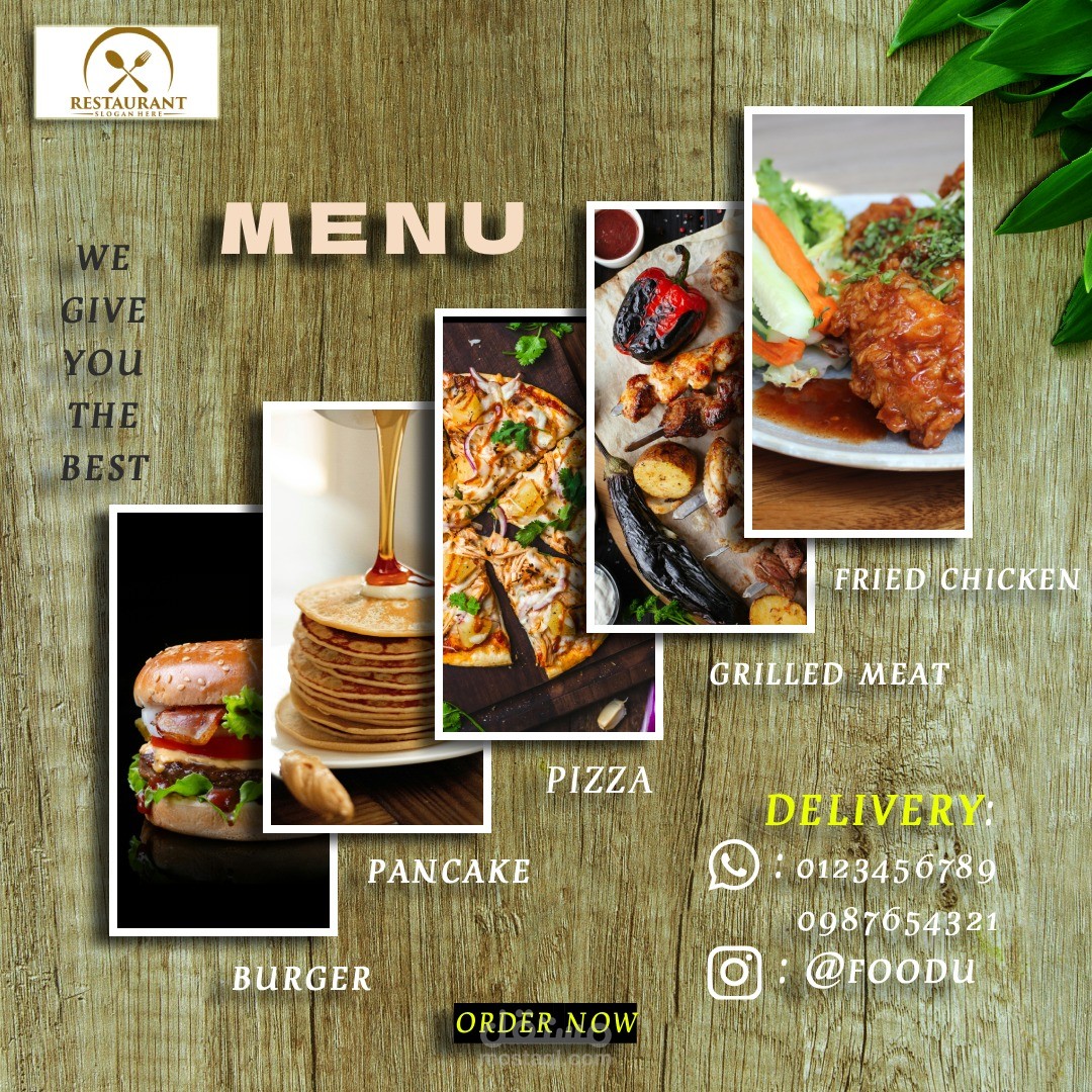 تصميم menu لمطعم