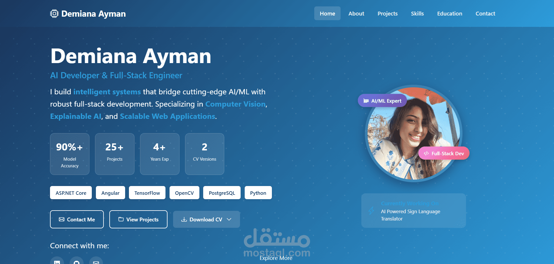 تصميم وتطوير موقع شخصي احترافي (Portfolio Website)