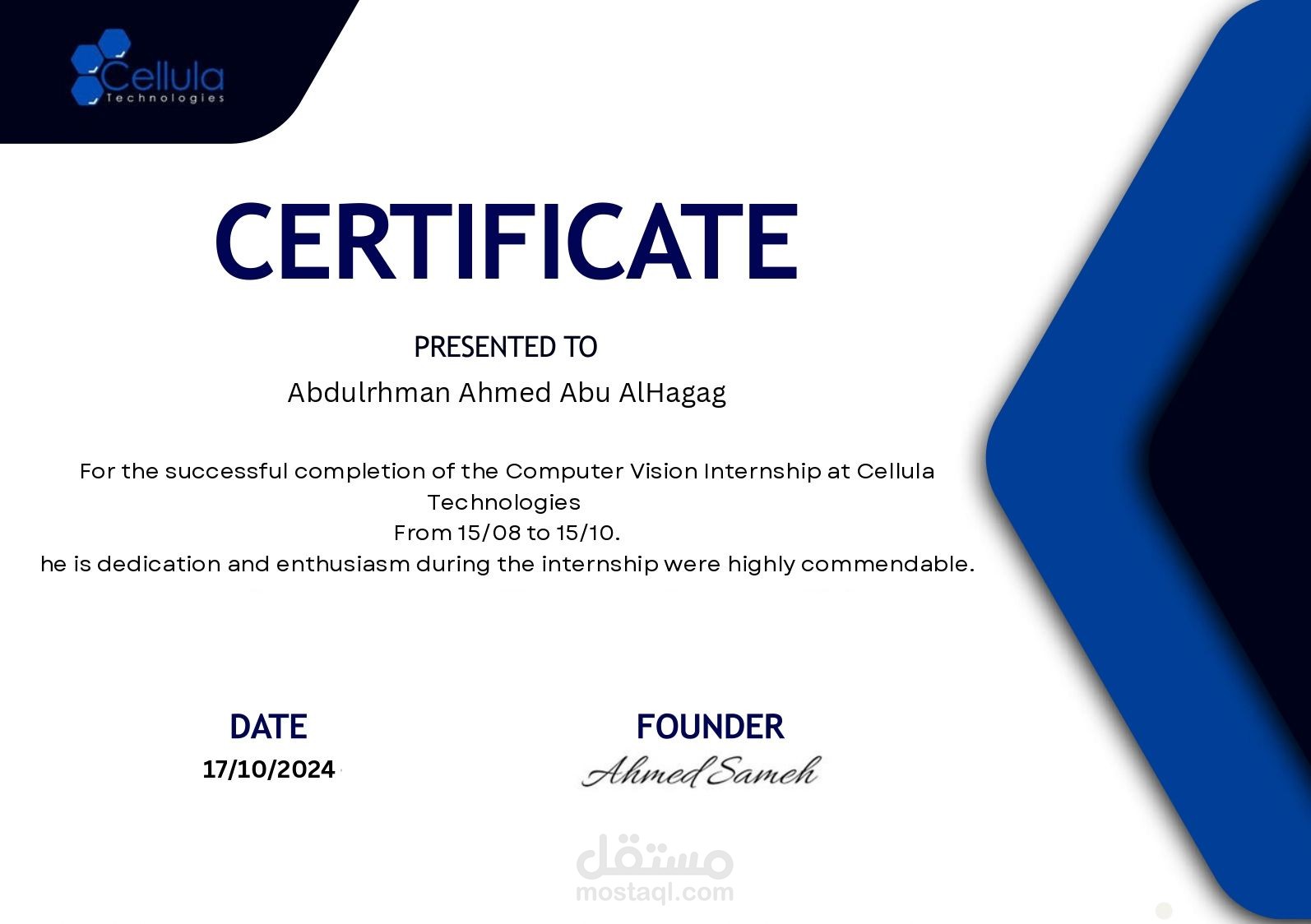 Computer Vision Intern at Cellula Technologies