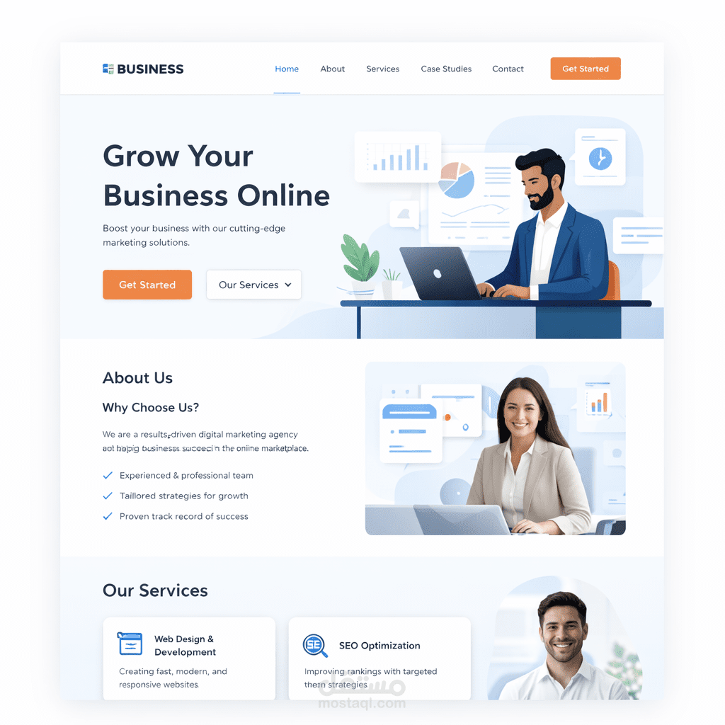 تصميم واجهة موقع لشركة تجارية