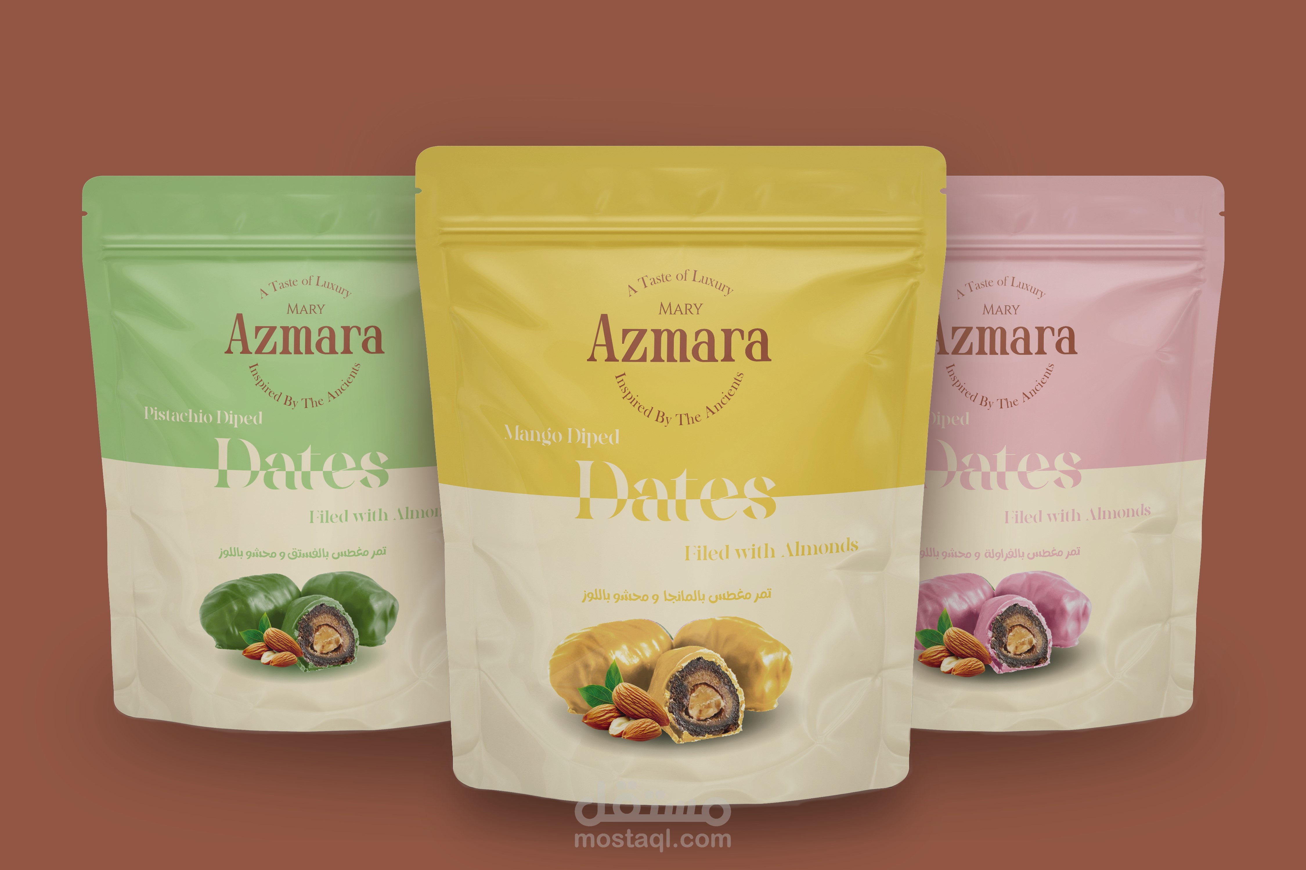 Azmara-chocolate dipped dates packaging design