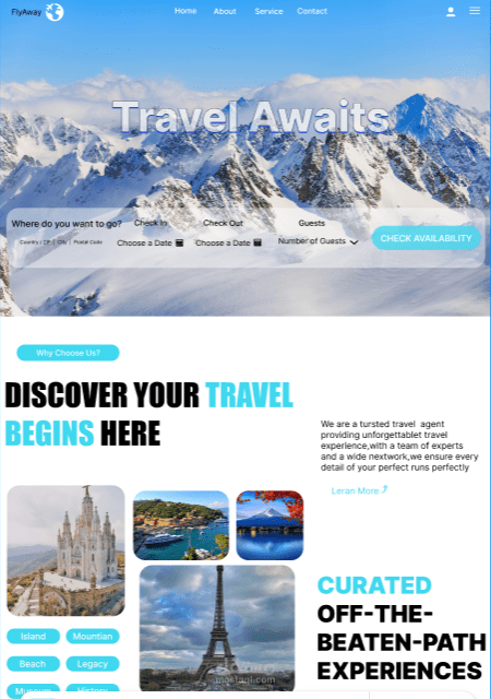 تصميم موقع لحجز الرحلات