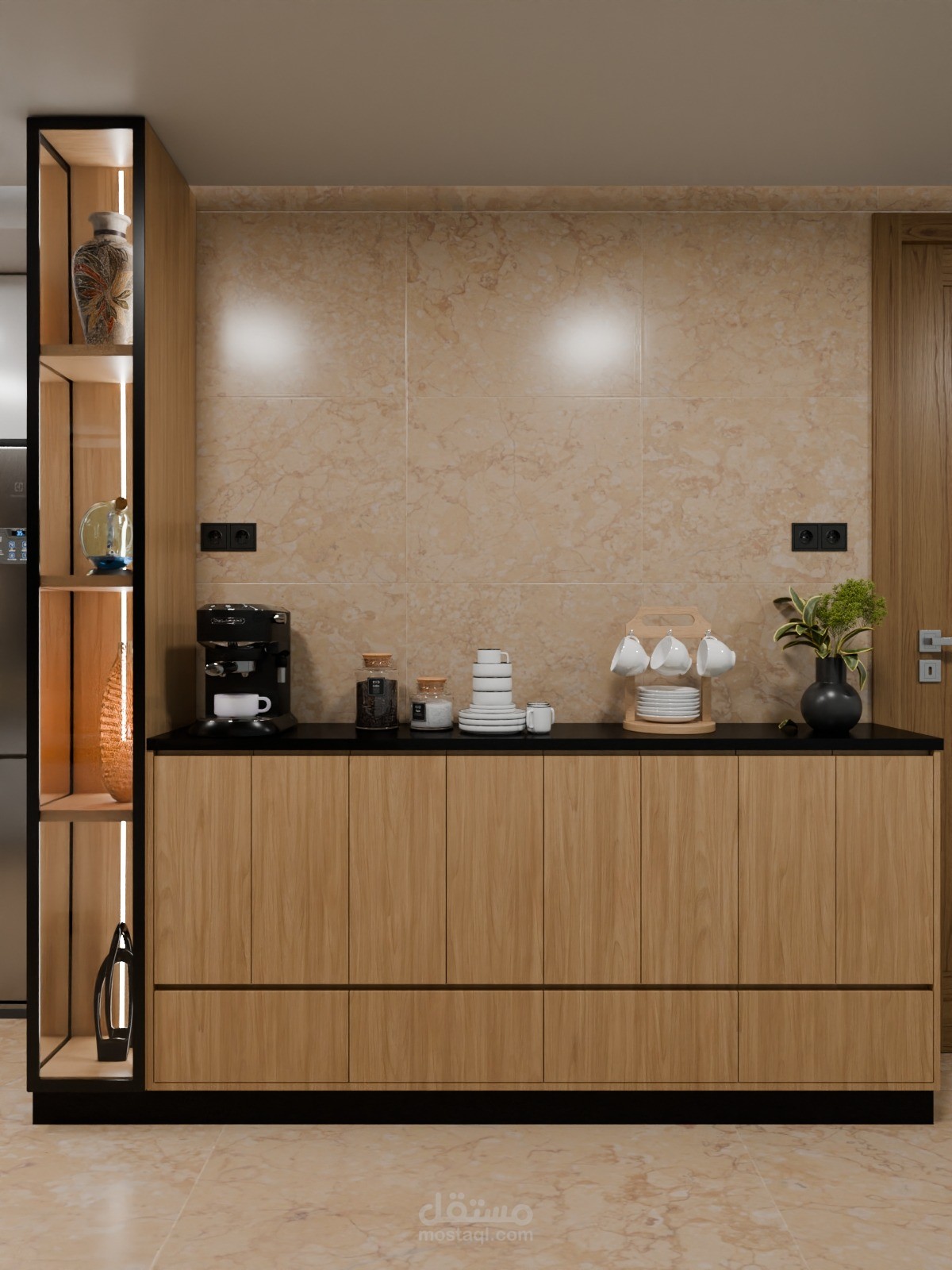 مطبخ عصري فخم  يجسد هندسة الذوق الرفيع في قلب المساحات