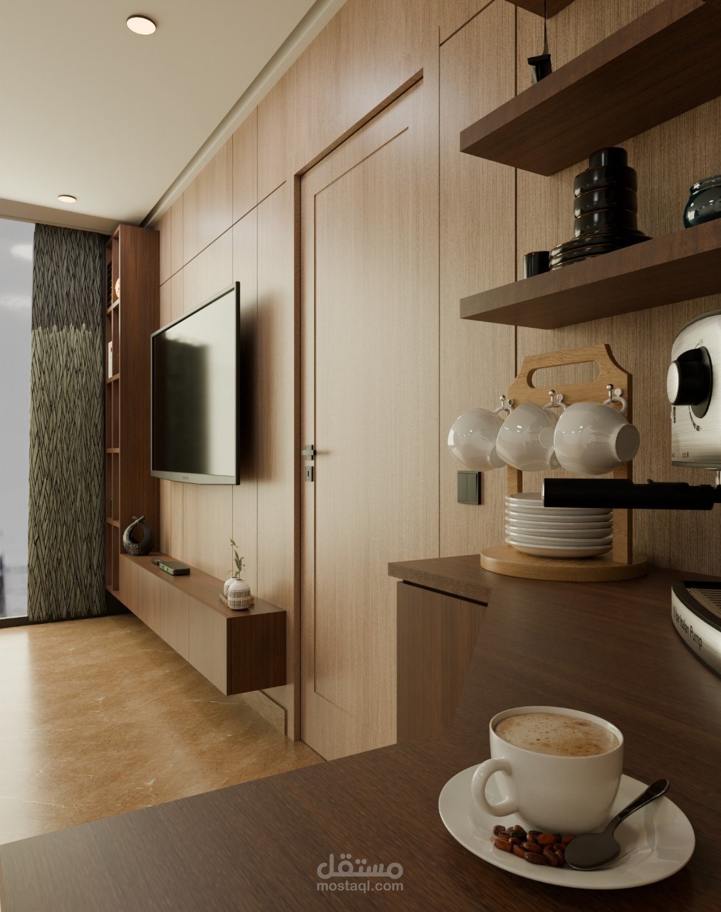 تصميم أثاث واقعي (3D) يجمع بين الإبداع البصري والخبرة في فنون النجارة