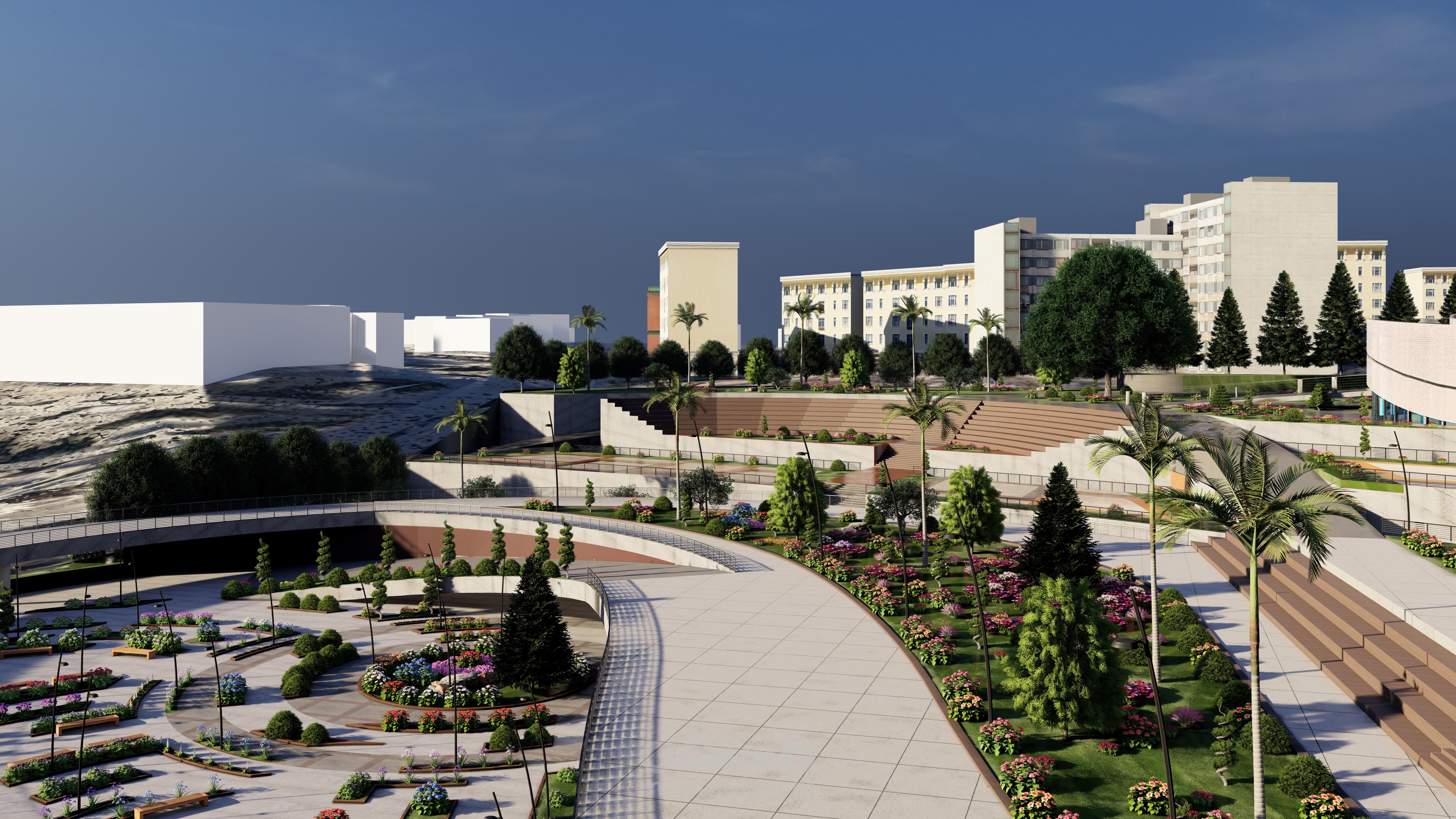 رندر لمشروع بعنوان (إحياء الوردة الدمشقية)