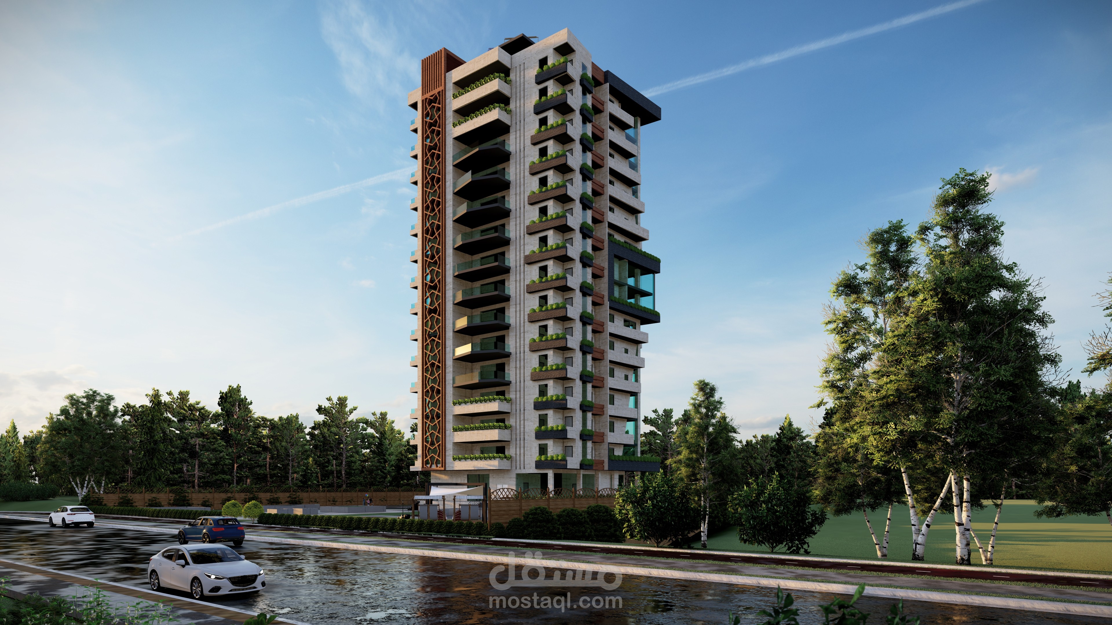 تصميم واجهات برج سكني في دمشق