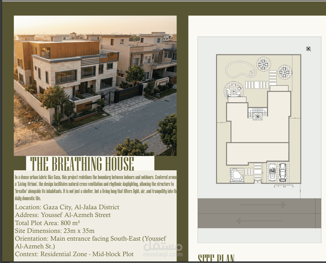 تصميم معماري متكامل لفيلا سكنية (2D & 3D)