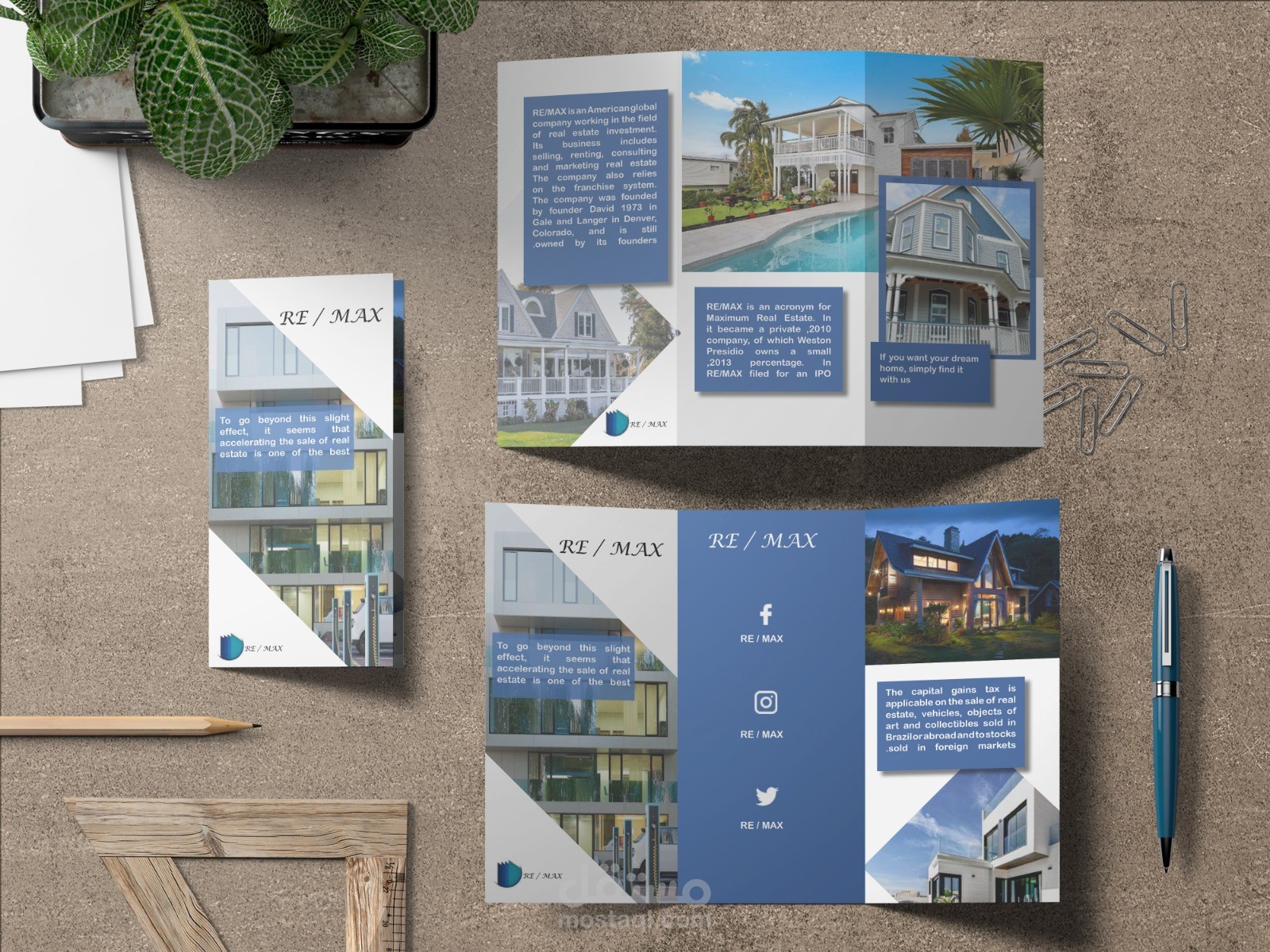 تصميم بروشور تعريفي وتسويقي لشركة RE/MAX العالمية للعقارات