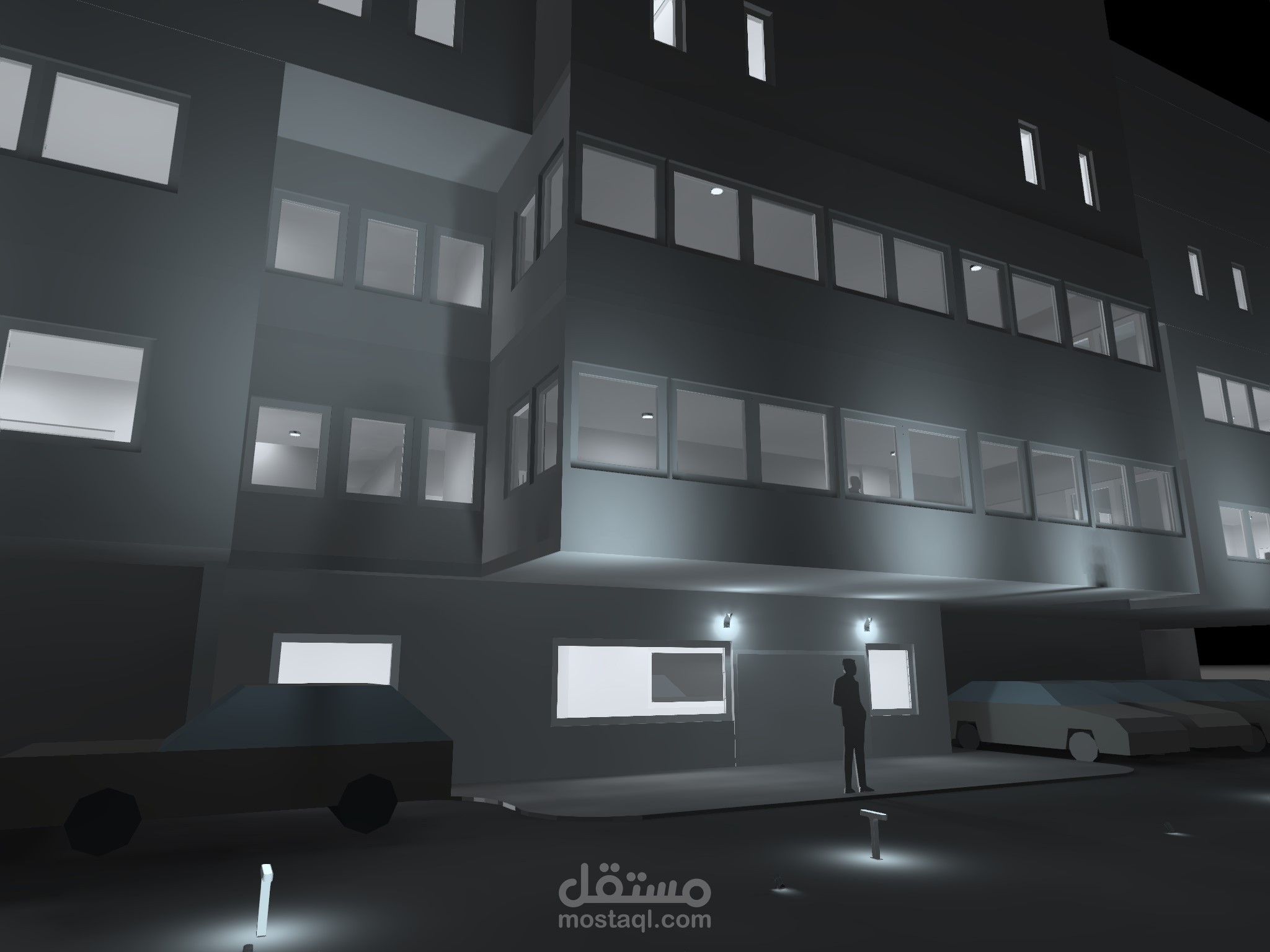مشروع تصميم ومحاكاة إنارة خارجية لمبنى سكني باستخدام برنامج DIALux evo