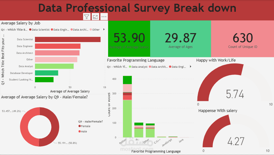 Visualization for survey break down